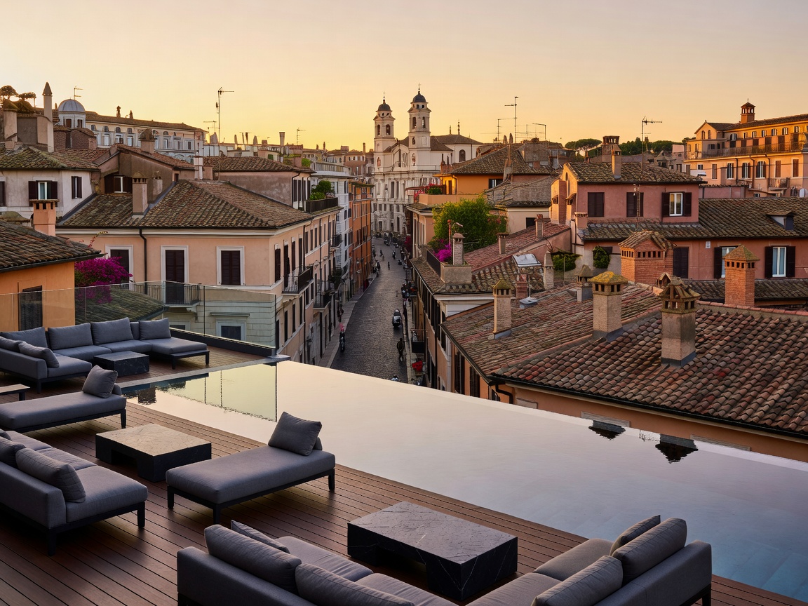 Zuma Rome rooftop lounge overlooking the Tridente fashion district and historic rooftops